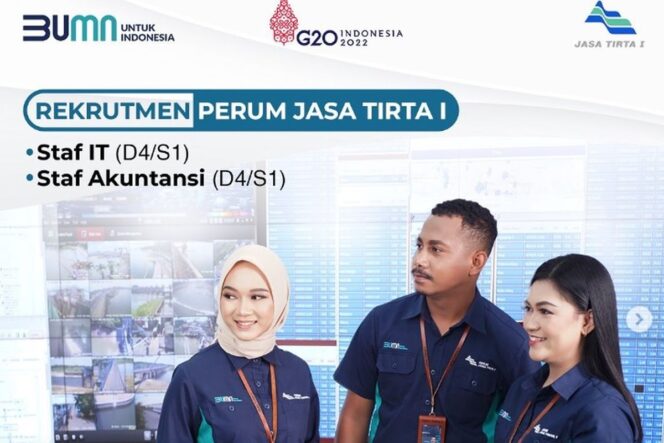 
 Perusahaan Umum (Perum) Jasa Tirta I membuka lowongan kerja untuk posisi Staf Teknik.(Tangkapan layar Instagram @perumjasatirta1)  